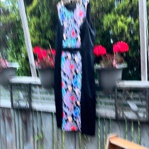 Tatyana Pink and Blue Sleeveless Sheath Midi Dress